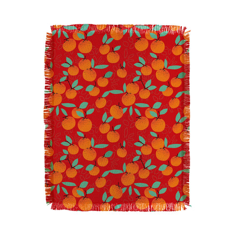Mirimo Oranges on Red Throw Blanket
