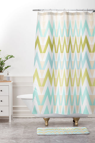 Mirimo Pastel Chevron 4 Shower Curtain And Mat