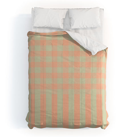 Mirimo Peach and Pistache Gingham Comforter