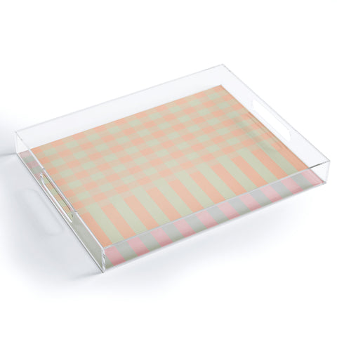 Mirimo Peach and Pistache Gingham Acrylic Tray