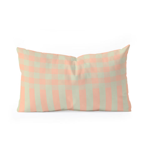 Mirimo Peach and Pistache Gingham Oblong Throw Pillow