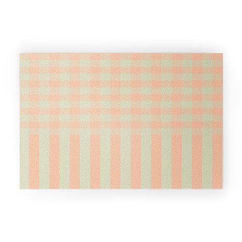 Mirimo Peach and Pistache Gingham Welcome Mat