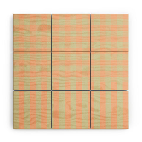 Mirimo Peach and Pistache Gingham Wood Wall Mural