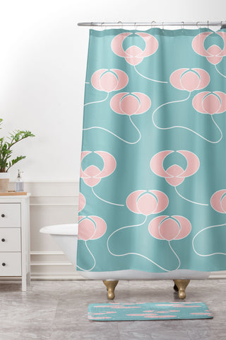 Mirimo Pink Lotus Shower Curtain And Mat