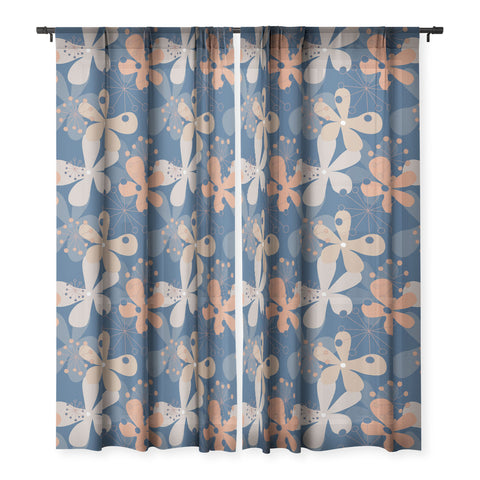 Mirimo PopBlooms Blue Sheer Window Curtain