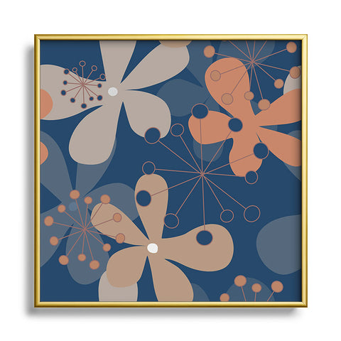 Mirimo PopBlooms Blue Metal Square Framed Art Print