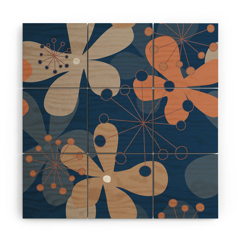 Mirimo PopBlooms Blue Wood Wall Mural