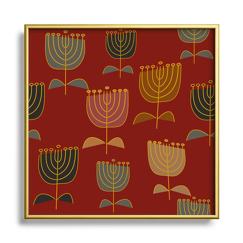Mirimo Precious Blooms Crimson Metal Square Framed Art Print