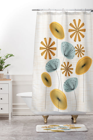 Mirimo Retro Floral Bunch Shower Curtain And Mat