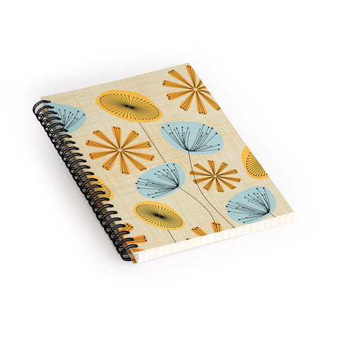 Mirimo Retro Floral Yellow Spiral Notebook