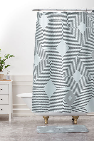 Mirimo Rombi Light Blue Shower Curtain And Mat