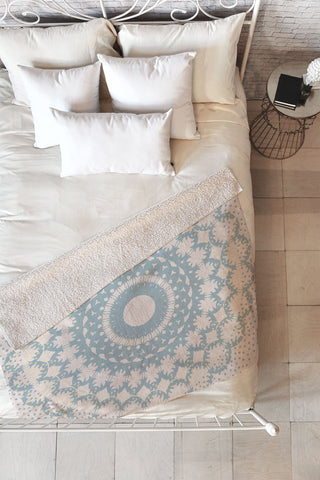 Mirimo Rustic Mandala Light Blue Fleece Throw Blanket