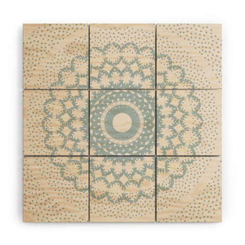 Mirimo Rustic Mandala Light Blue Wood Wall Mural