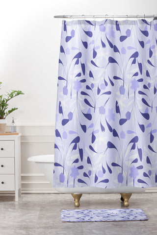 Mirimo Spring Sprouts Very Peri Shower Curtain And Mat