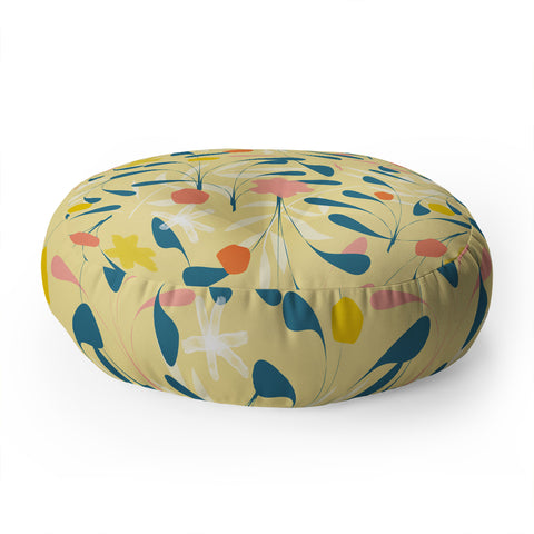 Mirimo Spring Sprouts Yellow Floor Pillow Round
