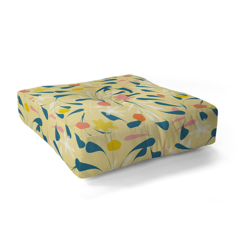 Mirimo Spring Sprouts Yellow Floor Pillow Square