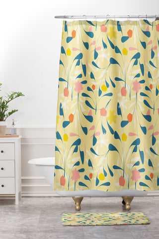 Mirimo Spring Sprouts Yellow Shower Curtain And Mat