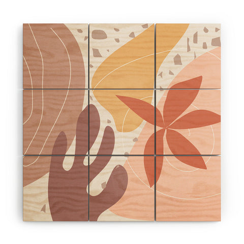 Mirimo Terracotta Blooms Wood Wall Mural