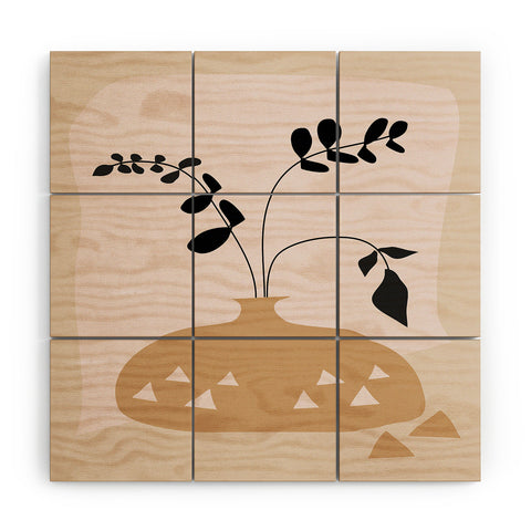 Mirimo Terracotta Vase Wood Wall Mural