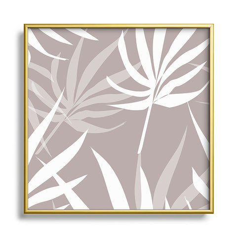 Mirimo Tropical Leaves on Beige Metal Square Framed Art Print