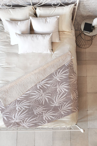 Mirimo Tropical Leaves on Beige Fleece Throw Blanket
