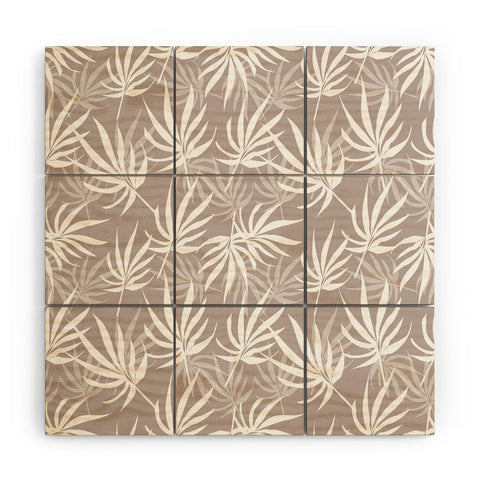 Mirimo Tropical Leaves on Beige Wood Wall Mural