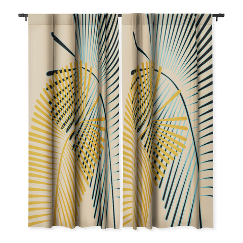 Mirimo Two Palm Leaves Yellow Blackout Non Repeat