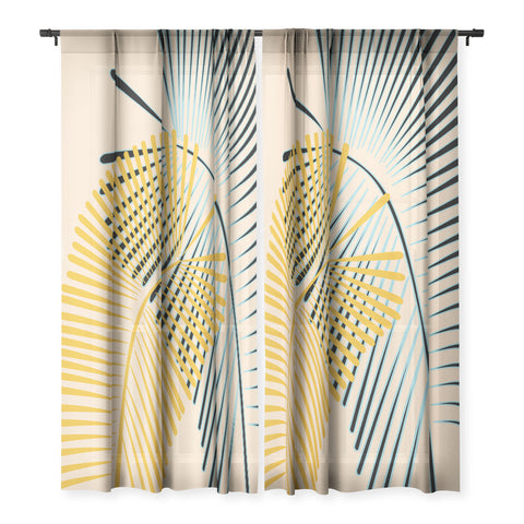 Mirimo Two Palm Leaves Yellow Sheer Non Repeat