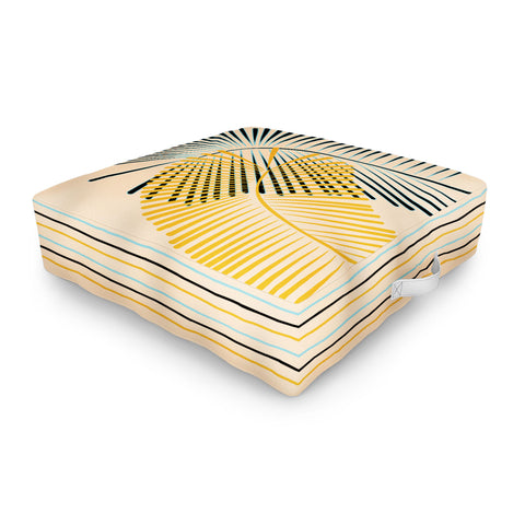 Mirimo Two Palm Leaves Yellow Outdoor Floor Cushion