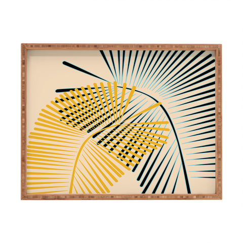 Mirimo Two Palm Leaves Yellow Rectangular Tray