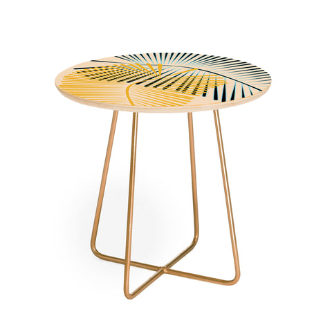 Mirimo Two Palm Leaves Yellow Round Side Table