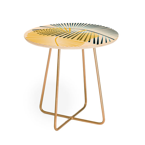 Mirimo Two Palm Leaves Yellow Round Side Table