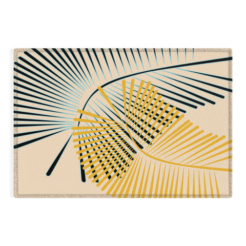 Mirimo Two Palm Leaves Yellow Outdoor Rug
