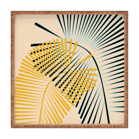 Mirimo Two Palm Leaves Yellow Square Tray