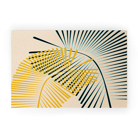 Mirimo Two Palm Leaves Yellow Welcome Mat
