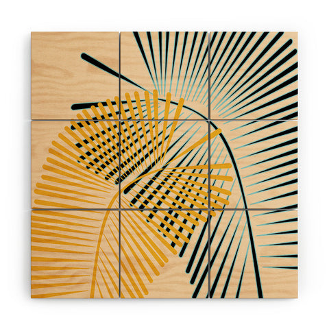 Mirimo Two Palm Leaves Yellow Wood Wall Mural