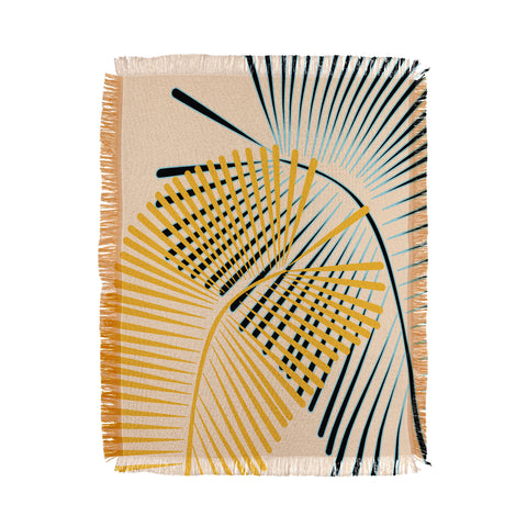 Mirimo Two Palm Leaves Yellow Throw Blanket
