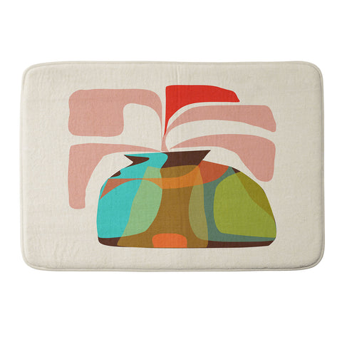 Mirimo Vase with Red Plant Memory Foam Bath Mat