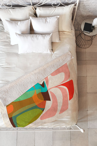 Mirimo Vase with Red Plant Fleece Throw Blanket