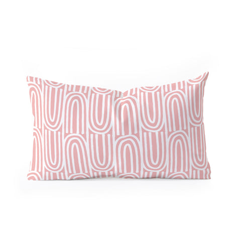 Mirimo White Bows on Pink Oblong Throw Pillow