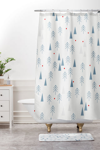 Mirimo Winterly Forest Shower Curtain And Mat
