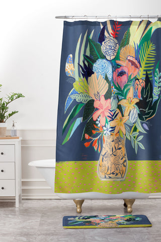 Misha Blaise Design Flowers for Adriana Shower Curtain And Mat