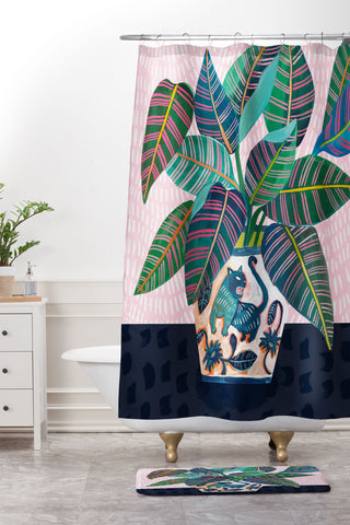 Misha Blaise Design Wild Cat Shower Curtain And Mat
