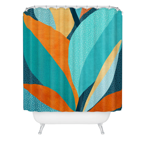 Modern Tropical Abstract Tropical Foliage Shower Curtain