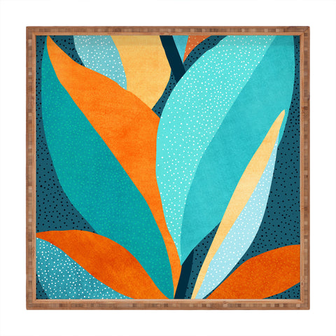 Modern Tropical Abstract Tropical Foliage Square Tray