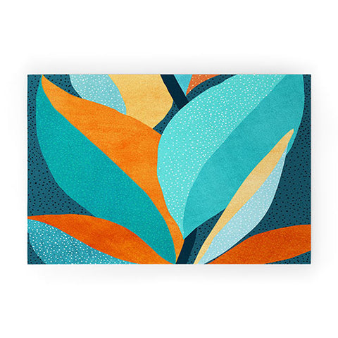 Modern Tropical Abstract Tropical Foliage Welcome Mat