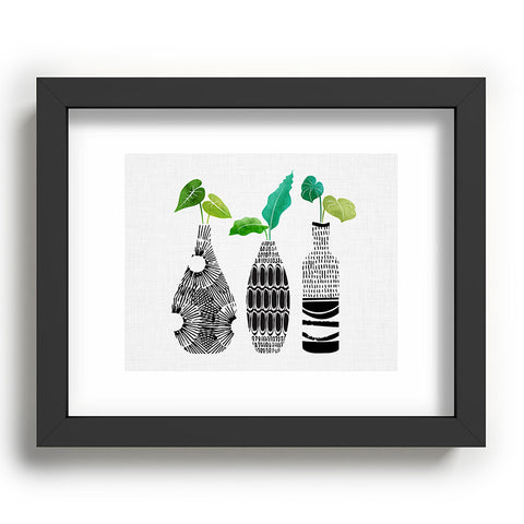 Modern Tropical Black and White Tribal Vases Recessed Framing Rectangle
