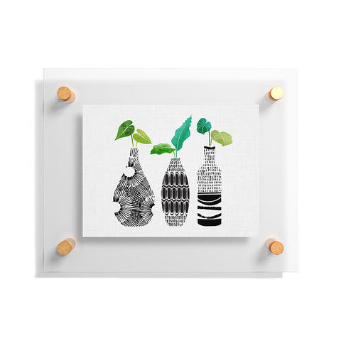 Modern Tropical Black and White Tribal Vases Floating Acrylic Print