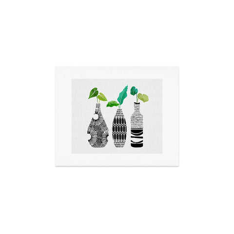 Modern Tropical Black and White Tribal Vases Art Print
