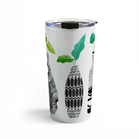 Modern Tropical Black and White Tribal Vases Travel Mug